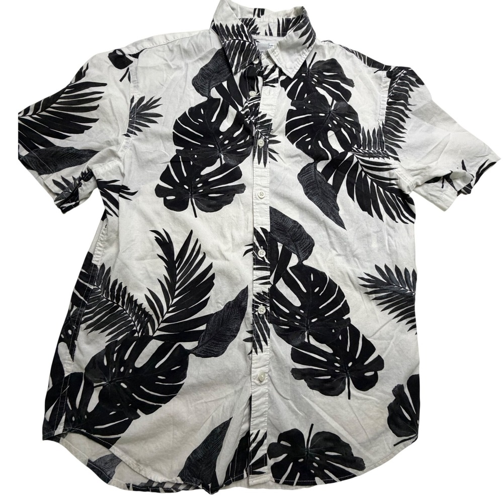 Old Navy Mens Slim Fit Built-In Flex Tropical Palm Leaf Button Down Shirt M